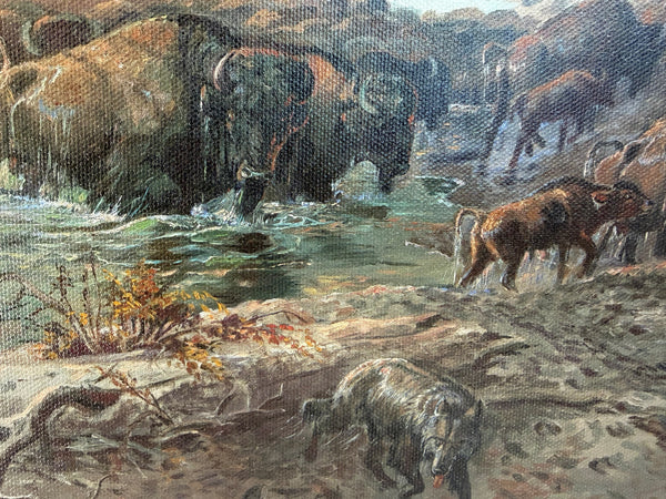 Charles M. Russel's 'Buffalo Migration' Canvas Print