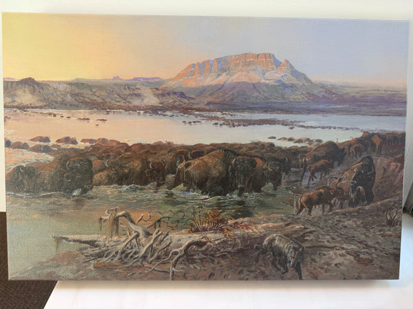 Charles M. Russel's 'Buffalo Migration' Canvas Print